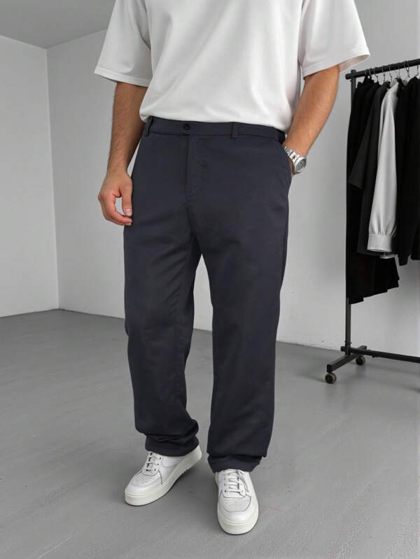 Yemwry Pantalones básicos de color gris oscuro, diseño de corte limpio, adecuados para diversas ocasiones, ya sea para negocios/oficina o uso diario, puede crear un look sencillo y elegante