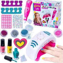 Kit Manicure Barniz Secado Uñas Diamantina Regalo Niña Juego - Multicolor - Ver 1