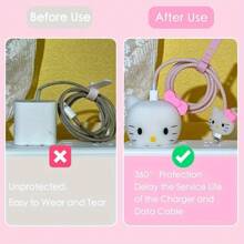Sanrio Sanrio Cute Cartoon Series Fast Charger Protector Compatible With Iphone 18W 20W IPhone 14 13 12 11 Pro Max Fast Charging Cable Charger Head Cover Cable Accessory Data Cable Protective Sleeve (4in1) Cable Protector