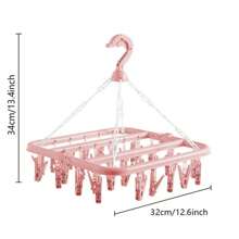 1 pieza Percha con 32 pinzas plegable para colgar sostenes, calcetines, color aleatorio (Debido al diseño desmontable, las pinzas se pueden caer, lo que se puede volver a instalar para su uso) + 1 pieza Percha de ropa plegable simple, color aleatorio