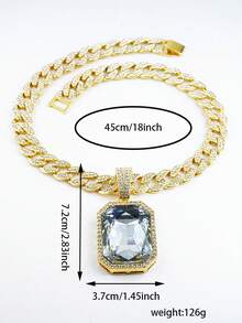 1pc Versatile Classic Multi-Colored Gemstone Pendant Necklace, Unisex Jewelry, Couples Accessory Suitable For Everyday Wear - Large Gemstone Pendant Necklace - View 10