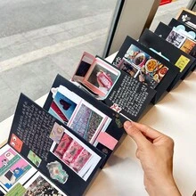 Black Card Photo Album Accordion Style DIY Foldable Mechanical 3D Book, Couples Graduation Gift, 3 Inch Instant Film Album, Star Card Holder, Back To School Season Decor Gift Set With 1 Rope, 1 Corner Sticker, Black & Pink Heart Arch Design For Anniversary/Holiday