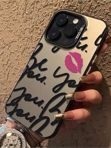 Funda para phone de San Valentín. Funda personalizada con escritura inglesa y estampado de labios. Botones electrochapados independientes. Efecto reflectante en negro y gris. Ligera y resistente a arañazos. Compatible con phone 7 Plus/8. Plus/ - Multicolor - Ver 2