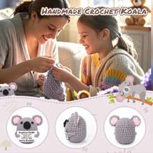1pc Knitted Koala Plush Doll Decor, Printed With Positive Energy Encouragement Quotes, Suitable As A Small Gift For Family And Friends, Great For Decorating Living Room, Desk, And As A Cute Plush Doll. - Multicolor - View 3