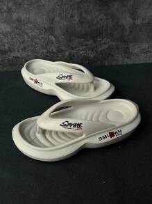Men's Flip Flops Thick Sole Sandals, Fashionable Squish Feeling Thong Slippers, Lightweight Beach Casual Fashionable Slide Sandals