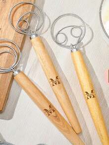 Custom Danish Dough Whisk, Personalized Wooden Dough Whisk, Engraved Name Sourdough Whisk, Original Danish Dough Hook, Bread Making, BakerGift - Multicolor - View 2