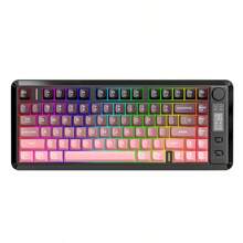 FREEWOLF Teclado Sem Fio, Conexão Dual Mode Bluetooth & 2.4G, Teclado de Jogos com Sensação Mecânica e Teclas Degradê PBT, Tela de Exibição, Feeless Wolf M75