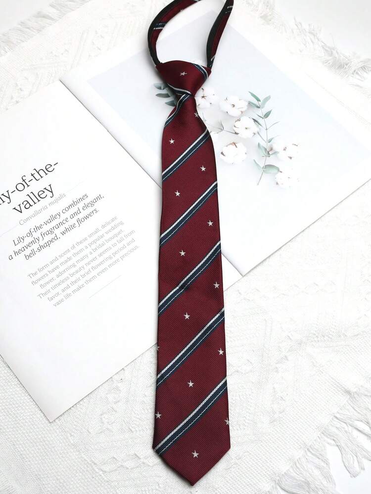 1 chiếc cà vạt sọc có khóa kéo phía trước, phù hợp cho phong cách học sinh, chụp ảnh tốt nghiệp, trang phục thường ngày và đường phố, thích hợp cho trang trí Giáng sinh, lễ hội, du lịch. - Nhiều màu - Xem 9