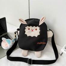1pc Cartoon Sheep Pattern Lightweight Canvas Crossbody Bag, Vertical Square Shape Summer Shoulder Bag, Suitable For Students, Office Workers, Women, Gift
