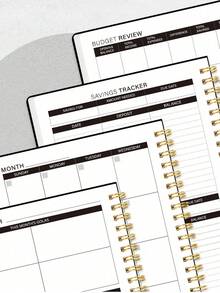 BUBU 1pc Monthly Budget Planner Notebook - With Expense Tracker, Undated Bill Organizer And Financial Planner, Help You Take Control Of Your Finances, Accounting Book, School Supplies, Back To School Essential - Black - View 6