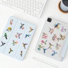 50 Piezas de Pegatinas transparentes de colibríes coloridos y adorables, pegatinas claras de dibujos animados de pájaros y flores, pegatinas rosas de pájaros, pegatinas de ventana de aves, pegatinas estéticas, pegatinas impermeables de PET para botellas de agua, computadora, portátil, teléfono, equipaje, cuaderno, refrigerador