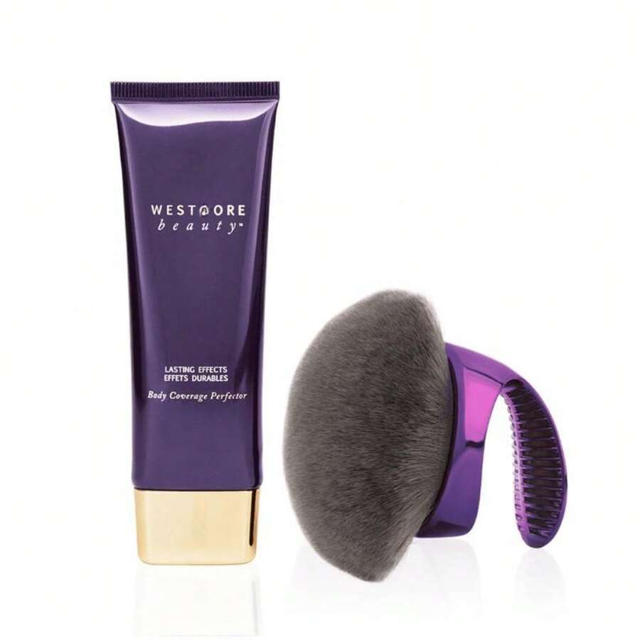Westmore Beauty Body Coverage Perfector 3.5oz + X-Large Buffer Brush - Flawless Body Makeup, Concealer For Scars, Spots, Veins, Tattoos And More - Natural Radiance - View 1