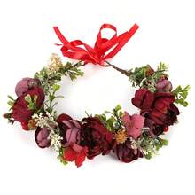 Vintage Floral Wreath Hair Accessories, Faux Rose Flower Crown Headpiece For Girls, Suitable For Bride, Festival, Holiday, Christmas, Valentine's Day, Photography Props, Wedding, Hawaiian Outfit For Women, Party, Christmas Jewelry For Women