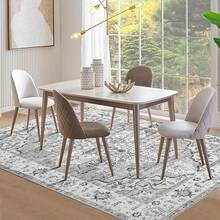 Rugs Living Room, 200x300cm Grey Washable Rug For Bedroom, Large Area Rugs Short Pile Kitchen Rug, Non Slip Vintage Carpet Faux Fur Rug For Dining Room Office - Grey - View 6