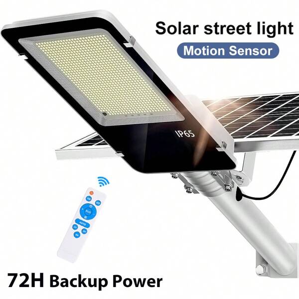 Kasotile Kasotile Solar Street Lights Outdoor Waterproof, 6500K Daylight White High Brightness LED, Wireless Solar Powered With Remote Control & Motion Sensor, IP65 Weatherproof For Yard, Garden, Parking Lot, Garage (Dusk To Dawn Auto On/Off)"1SET