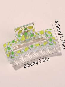 1pc Women's Medium Size Lemon Fruit Print Square Hair Claw, Sweet And Adorable Resin Fruit Print Hair Clip Hairpin Hair Clips Hair Jaw Clip Hair Clamps Hair Clutch Hair Catcher Clip