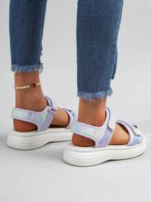 Girl's Sport Sandals - New Fashionable Versatile Chunky Sole Hook & Loop Soft Bottom Roman Beach Shoe, Outdoor Sport Casual Walking