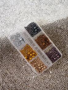 6-Grid Colorful Small Round Beads Nail Charm Jewelry DIY Art Punk Style 3D Nail Art Decorations - Multicolor - View 6