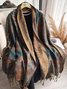 1 Khăn choàng tua rua dài chống gió họa tiết Paisley Jacquard phong cách Bohemian dành cho nữ, thích hợp cho các buổi đi chơi hàng ngày, du lịch và chụp ảnh phong cách Bohemian cho trang phục - Nhiều màu - Xem 16