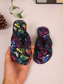 A Pair Of Color Girls Flat Flip-Flops, Suitable For Outdoor Leisure, Vacation, Home - Black - View 6