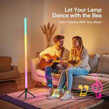 USB Powered Floor Atmosphere Lamp, With Remote Control Floor Lamp Ambient Light Color Change Vertical Floor Lamp LED Corner Lamp Intelligent Modern Floor Lamp Suitable For Living Room, Bedroom, Easy To Install, RGB Floor Lamp Built-In Highly Sensitive Microphone And Music Mode, White Light Lighting Mode - 彩色 - 查看 2