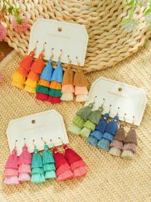TopHanqi Set de 12 pendientes con flecos bohemios para mujer, pendientes colgantes de múltiples capas para playa, vacaciones, viajes, uso diario, fiestas, regalos, versátil