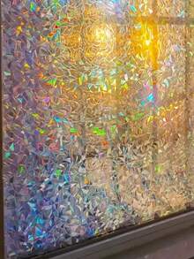 1 Roll Window Privacy Film, Rainbow Window Clings, 3D Decorative Window Vinyl, Stained Glass Window Decals, Static Cling Window Sticker Non-Adhesive Window Film For Home Office Wall Decor Room Decor Stickers Personalised Stickers - Clear - View 12