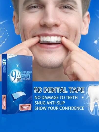 Tiras de blanqueamiento dental de 7 piezas/caja 9D transparentes con sonrisa, fáciles de usar, no irritantes, aptas para uso diario