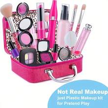 Pretend Makeup Kit For Girls, Kids Pretend Play Makeup Set - With Cosmetic Bag For Birthday Christmas, Toy Makeup Set For Toddler, Little Girls Age 3+(Not Real Makeup) - Red - View 5