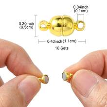 10SETS Round Brass Magnetic Clasps With Loops, N35 Grade Strong Magnet, Oval, Nickel Free, 11x5mm, Hole: 1mm - 10sets - View 2