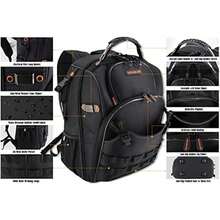 Welkinland 66-Pockets Heavy-Duty Jobsite Tool Bag - Electrician And Construction Backpack - BlackW/Orange - View 7