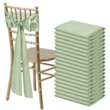 10 pièces Écharpe de chaise en satin avec nœud papillon, écharpes de chaise en satin vert sauge pour mariage, réception, événement, hôtel, décoration de chaise, convient pour toute fête intérieure ou extérieure. Décoratif et fonctionnel. Également applicable pour les fêtes de vacances, les mariages, les célébrations d'anniversaire, les sacs en organza, les chemins de table, les artisanats DIY, la décoration d'intérieur et les décorations de fête