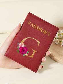 1 件 A-Z 26 个字母时尚字母印花时尚勃艮第护照夹，高品质 PU 皮革护照钱包，带卡槽，可存放信用卡、登机牌和身份证，紧凑型旅行必需品整理器，适合女性、男性和学生 - 酒紅色 - 查看 58