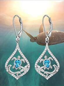 1 Pair Stylish Silver Egg Shaped Turtle Starfish Shell Silver Women's Earrings Ladies Summer Jewelry Beach Essentials Vacation Jewelry