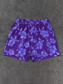 New Fashion Graphic Knit Loose Fit Men's Shorts - Purple - View 2