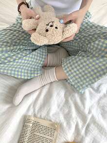 3-Pack New Plaid Pants Women's Summer Thin Candy-Colored Cotton Linen Loose Casual Straight Pajamas - 彩色 - 查看 5