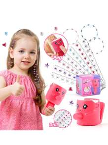 Kit de estampage de bijoux, accessoires pour cheveux brillants pour filles, outil de coiffure avec diamants étincelants réutilisables, jouet cadeau d'anniversaire pour filles de 3 à 12 ans