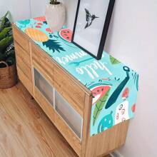 1pc/5pcs/7pcs, Home Decor, Summer Style Lemon Pattern Polyester Printed Table Runner With 6 Placemats - Polyester, Rectangle, Holiday Decorative Fabric Table Runner, Home Decor, Kitchen & Dining Table Decoration, Room Decor, Table Runner