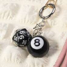 Billiard Ball 8-Ball Star Shaped Pendant Key Chain - Bag & Key Accessory - Black - View 6