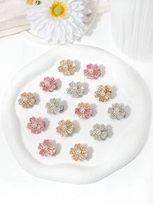 10 chiếc kẹp tóc hình hoa anh đào đính đá lấp lánh cho bé gái, phụ kiện tóc ngọc trai dễ thương, kẹp tóc công chúa lấp lánh dùng hàng ngày. - Nhiều màu - Xem 4