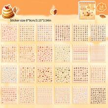 24 arkusze/książka Miniaturowy zestaw naklejek dekoracyjnych z motywem zwierząt, słodkie naklejki ze wzorem do scrapbookingu, planera, kartek, artykułów szkolnych, powrotu do szkoły - Wielokolorowe - Zobacz 9