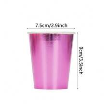 10/20/50个彩虹粉色派对杯热粉色全息纸质饮水杯冷热饮料水果汁适用于主题派对单身派对生日迪斯科婚礼派对用品茶咖啡 - 玫紅色 - 查看 2