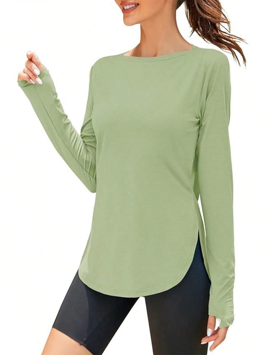 ZHENWEI Women's Long Sleeve Sun Shirt UV Protection Workout Tops Lightweight UPF 50+ Golf Gym Hiking Shirts Outdoor Clothing - 草綠色 - 查看 1