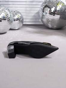 Women's Plus Size Fashion Green Pointed Toe Decor Solid Color Comfortable Chunky High Heel Shoes, Autumn/Winter