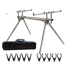 New European Carp Fishing Aluminum Alloy Quick Folding Rod Stand, Multifunctional 5-Head Offshore Fishing Rod Holder, Alarm Bracket, Fishing Accessory