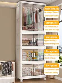 5/4/3/2/1 Layer No Installation Folding Storage Cabinet, Home Use Baby Clothes Wardrobe, Thickened Kids Clothing & Toy Plastic Organizer