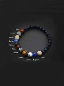 Fashion 8-Star Beaded Bracelet, Men's Natural Stone Cosmic Yoga Chakra Bracelet