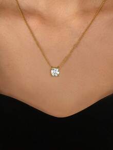 1 件 1-2 克拉莫桑石钻石奢华牛头四爪盒链十字链吊坠项链 S925 纯银婚礼项链订婚项链奢华珠宝礼物女孩女士周年纪念 - 金色 - 查看 3