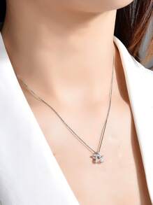 1pc S925 Sterling Silver Star Niche Design Hollow Five-Pointed Star Pendant Necklace For Women, Suitable For Daily Wear And Gift