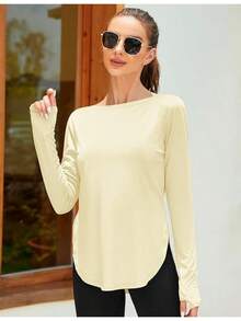ZHENWEI Women's Long Sleeve Sun Shirt UV Protection Workout Tops Lightweight UPF 50+ Golf Gym Hiking Shirts Outdoor Clothing - 黃色 - 查看 5